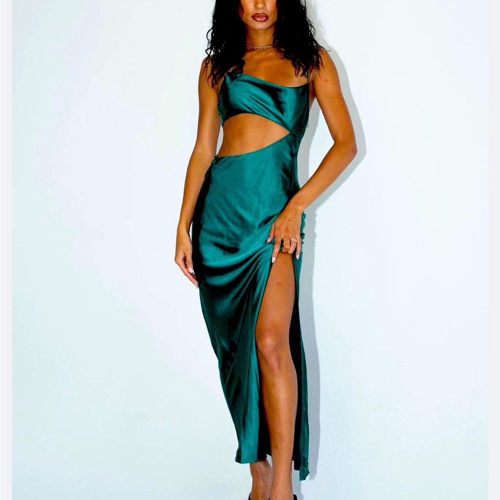 NWT GREEN SILK PRINCESS POLLY ARCHER MAXI DRESS SZ US 2 AU 6